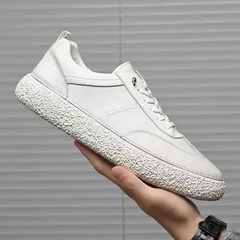 Модные мужские туфли из коровьей кожи, белые туфли с верхним слоем для мужчин, весна 2024, новые кожаные модные повседневные туфли, мужская кожаная оригинальная обувь 38 белый