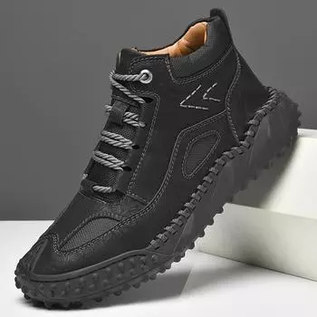 Модные мужские туфли из кожи ручной работы, повседневные, люксовый бренд 2024 года, итальянские мужские мокасины, мокасины, уличные туфли-лодочки на шнуровке Zapatos Hombre 38 чёрный