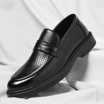 Модные мужские туфли из кожи в британском стиле, новые туфли для офиса, формальные туфли для мужчин, свадебные туфли на плоской подошве, повседневная деловая обувь 38 чёрный
