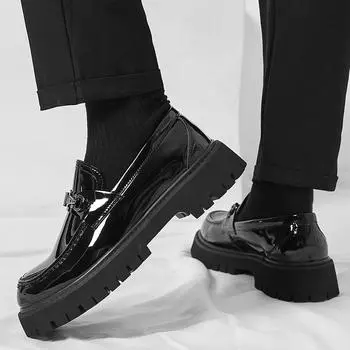 Модные мужские туфли из лакированной кожи, увеличивающие рост. Новый дизайн модного дизайнера. Универсальная обувь для отдыха на природе и вечеринок. Размеры 38-46. 38