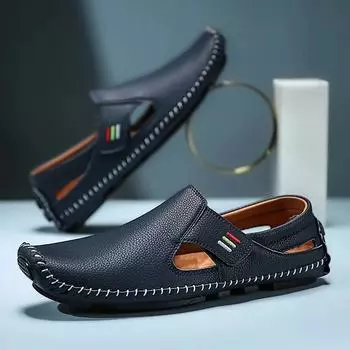 Модные мужские туфли из натуральной кожи, сандалии для мужчин, мужские летние сандалии, тренд 2024 года, удобные мужские сандалии, тренд для мужчин 39