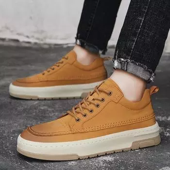 Модные мужские туфли из натуральной кожи, повседневная обувь для мужчин, удобные кроссовки для ходьбы, роскошные брендовые мужские деловые туфли для вождения 38 бежевый