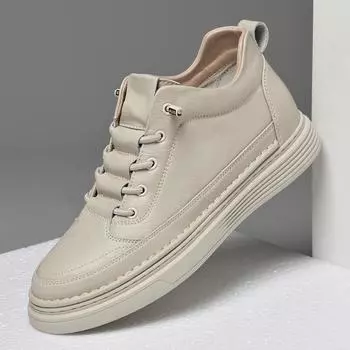 Модные мужские туфли из натуральной кожи, модные дизайнерские кроссовки, модные теннисные туфли, люксовый бренд, скейтборд, повседневная вулканизированная обувь для мужчин 37 бежевый