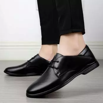Модные мужские туфли из натуральной кожи, повседневные, роскошные, брендовые, мягкие, мужские, оксфорды, дышащие, на шнуровке, мокасины, мужские, свадебные, итальянские туфли 36 чёрный