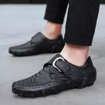Модные мужские туфли из натуральной кожи, повседневные туфли с рисунком аллигатора, мужская обувь в британском стиле, деловые туфли на плоской подошве для мужчин, формальная обувь 38 чёрный