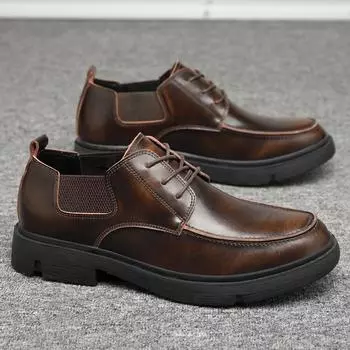 Модные мужские туфли из натуральной кожи, мужские оксфордские туфли, коричневые мужские туфли, новые модные туфли с круглым носком, деловые повседневные туфли, формальные 38 чёрный