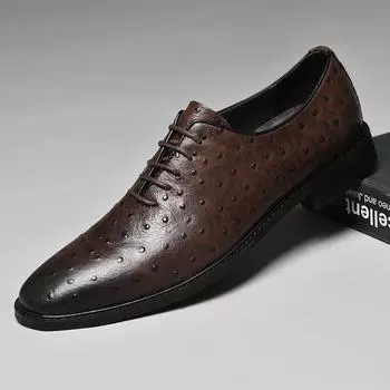 Модные мужские туфли из натуральной кожи на каждый день, высокие британские туфли-оксфорды, модная официальная обувь, люксовые брендовые деловые туфли на плоской подошве 38 коричневый