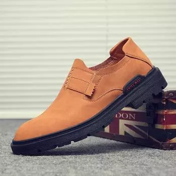 Модные мужские туфли из натуральной кожи на толстой подошве, мужская рабочая обувь, мужская повседневная деловая обувь для отдыха на природе, мужские туфли-оксфорды 38 чёрный