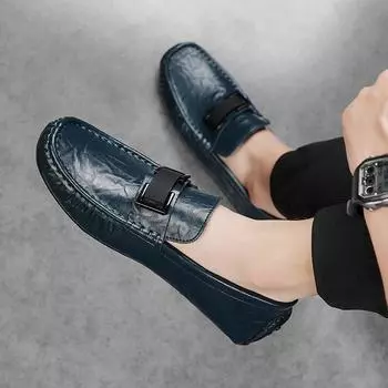 Модные мужские туфли из натуральной кожи без застежек 2024 года, модная деловая обувь ручной работы, новое поступление, мужская удобная обувь для вождения, мужские мокасины 39 белый