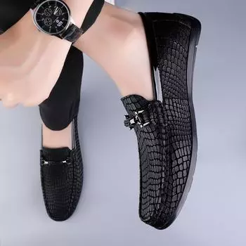 Модные мужские туфли из натуральной кожи, повседневные туфли, деловые туфли без застежек, роскошные брендовые удобные мужские туфли для свадебной вечеринки, мужские формальные туфли 38 чёрный