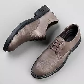Модные мужские туфли из натуральной кожи на шнуровке с мягкой подошвой Деловые туфли Банкетные формальные туфли Мужские свадебные туфли Простые повседневные туфли 38 чёрный