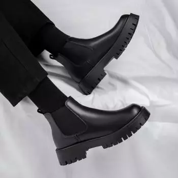 Модные мужские туфли из натуральной кожи, кроссовки, мужские ботинки, модные повседневные ботильоны, мужские туфли на платформе для мужчин, дизайнерская обувь класса люкс 38 чёрный