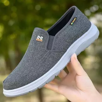 Модные мужские туфли из нескользящей парусиновой ткани на весну/осень, износостойкие и дышащие, с мягкой подошвой. 43 чёрный