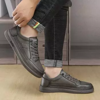 Модные мужские туфли известных брендов из высококачественной кожи, британская мода, повседневная обувь, кожаные туфли на плоской подошве, лоферы, кроссовки Sapato Masculino 38 серый