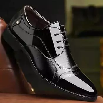 Модные мужские туфли lce up Дизайнерские деловые повседневные кроссовки Мужские кожаные базовые туфли для отдыха на открытом воздухе Офисные оксфорды на плоской подошве 38 чёрный