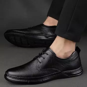 Модные мужские туфли-лоферы без застежек в классическом британском стиле, повседневные туфли, классические фирменные кожаные туфли-лодочки Soft Drive 37 чёрный