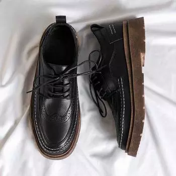 Модные мужские туфли-лоферы из кожи, мужские стильные костюмные туфли на толстой подошве, высокие черные, деловые, свадебные, для жениха 39