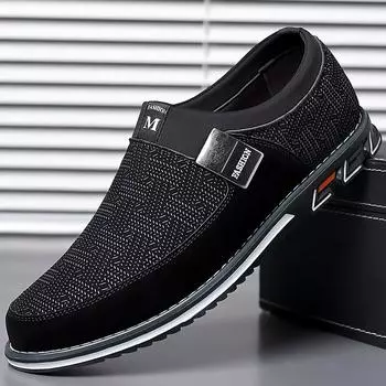 Модные мужские туфли-лоферы Smart Casual Slip On разных цветов, нарядная прогулочная обувь 43 чёрный