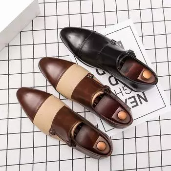 Модные мужские туфли-монки Triple Joint, деловые кожаные туфли, туфли-лодочки, туфли Brother, элегантные туфли в британском стиле 38 коричневый