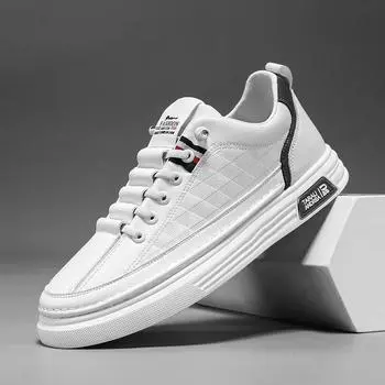 Модные мужские туфли на платформе, повседневные, кожаные, легкие, мужские, слипоны, белые, для спорта на открытом воздухе, кроссовки, удобные, для тенниса 39