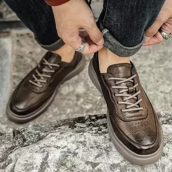 Модные мужские туфли на плоской подошве в стиле ретро, повседневная обувь 39 чёрный