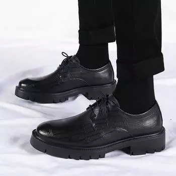 Модные мужские туфли на шнуровке, черные кожаные формальные туфли, мужские уличные оксфорды, мужские свадебные вечерние офисные деловые туфли, мужская обувь 38 чёрный