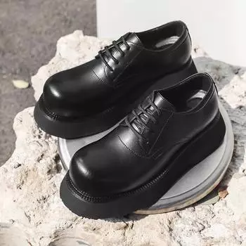 Модные мужские туфли на толстой подошве, уличные мужские туфли-оксфорды, элегантная повседневная обувь для мужчин, обувь для мужчин, увеличивающая рост 38 чёрный