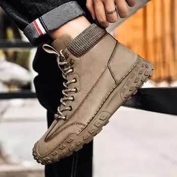 Модные мужские туфли осень-зима большого размера с высоким верхом для отдыха на улице для прогулок повседневные офисные туфли для мотоциклистов мужские 38-46 38 чёрный