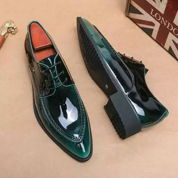 Модные мужские туфли-оксфорды для офиса, роскошные деловые, свадебные, вечерние, дизайнерские, зеленые, формальные, стилисты, повседневные, кожаные, для мужчин, на плоской подошве 6