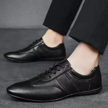 Модные мужские туфли-оксфорды из натуральной кожи 2024 года, универсальная мужская повседневная обувь, высококачественные удобные мужские кроссовки, мужская обувь для вождения 38 чёрный