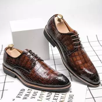Модные мужские туфли-оксфорды ручной работы Wingtip, новые кожаные туфли-броги для мужчин, классические деловые туфли для мужчин, Zapatillas Hombre 6 чёрный