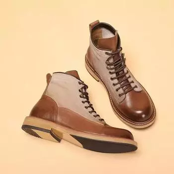 Модные мужские туфли ретро коричневые кожаные мужские туфли повседневные короткие ботинки из натуральной кожи для отдыха на открытом воздухе 39 коричневый