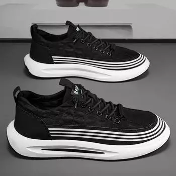 Модные мужские туфли с крокодиловым узором, летние дышащие туфли на платформе, повседневные кроссовки для мужчин, вулканизированные для ходьбы 39 чёрный