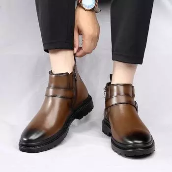 Модные мужские туфли с острым носком и высоким верхом из кожи Модные и универсальные дизайнерские стили Для отдыха на природе Для бизнеса Для ходьбы Мужские ботинки 39 коричневый