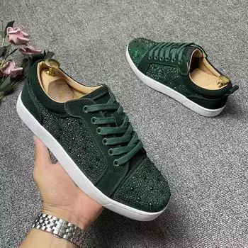 Модные мужские туфли со стразами, туфли-дерби на плоской подошве, вечерние платья для ночного клуба, замшевые кроссовки из коровьей кожи, индивидуальная обувь 240 чёрный