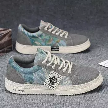 Модные мужские туфли SYTK Canvas, универсальные летние трендовые туфли для спорта и отдыха, низкие туфли для сноуборда, мужская тканевая обувь, мягкая подошва, рабочая обувь 39 серый