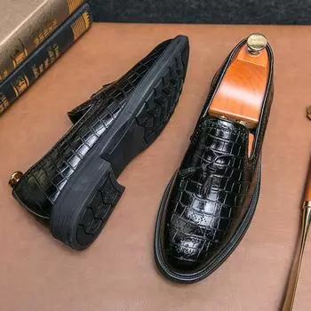 Модные мужские туфли в британском стиле Модные туфли на плоской подошве Парковые туфли для ходьбы Мужская рабочая обувь Универсальная повседневная обувь для отдыха на природе 38 чёрный