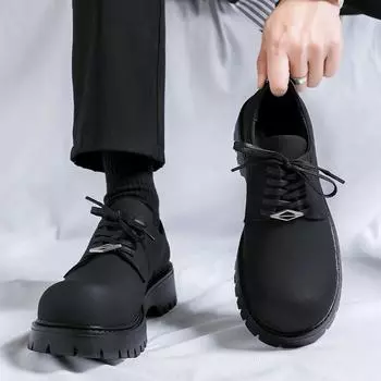 Модные мужские туфли в британском стиле на толстой подошве со шнуровкой, классические, черные, удобные, с большим носком, туфли дерби 38 чёрный