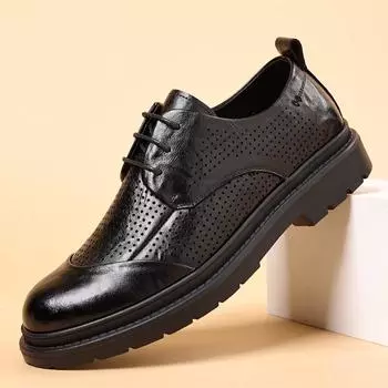 Модные мужские туфли в британском стиле в стиле ретро с полыми носками, дизайнерские новые повседневные мужские туфли с толстой подошвой и мелким носком, однотонные туфли для мужчин 38