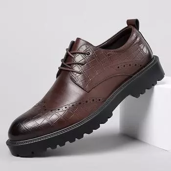 Модные мужские туфли в деловом стиле в британском стиле на весну и осень, повседневные, корейская версия, черные, свадебные туфли для жениха, мужские 38 чёрный