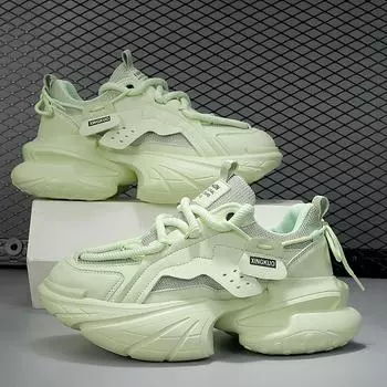 Модные мужские туфли в стиле поп-музыки INS, европейские туфли в стиле космического корабля, дышащие повседневные туфли на высокой подошве для пап 39 чёрный