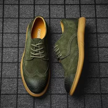 Модные мужские туфли WAERTA, осень 2024, новые мужские кожаные туфли-броги, винтажные резные формальные туфли на плоской подошве, мужские свадебные туфли, большие размеры 38-46 38 серый