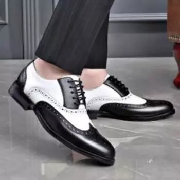 Модные мужские туфли Zapatos Para Hombres в ретро-стиле, новые повседневные туфли с резными блоками, универсальные туфли для общения, мужские деловые кожаные туфли 38 чёрный