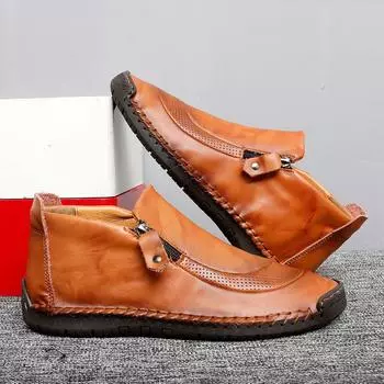 Модные мужские удобные повседневные туфли из натуральной кожи, мужские туфли-оксфорды на шнуровке, кроссовки для бега на открытом воздухе, офисные мужские туфли, размер 38-48 38 светло-коричневого