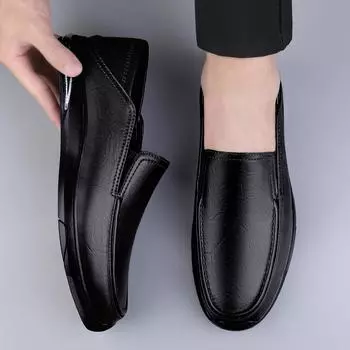 Модные мужские удобные свадебные туфли модные мужские повседневные кроссовки мужские из натуральной кожи модные туфли для вождения 2024 мужские лоферы 38 чёрный