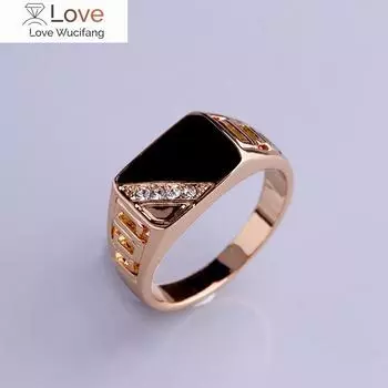 Модные мужские украшения, классический золотой цвет, со стразами, обручальное кольцо, черные эмалированные кольца для мужчин, подарок на рождественскую вечеринку 10 золотой