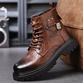 Модные мужские уличные ботинки в стиле ретро, натуральная кожа, ботильоны для мужчин, роскошные брендовые повседневные формальные туфли, удобная мужская обувь для ходьбы 38 чёрный