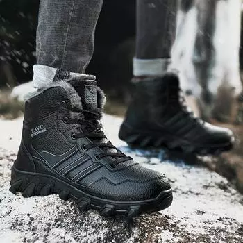 Модные мужские уличные ботинки зимние ботильоны теплая популярная обувь мужская повседневная обувь для снегоступов кожаная обувь для ходьбы охотничьи ботинки мужские 7