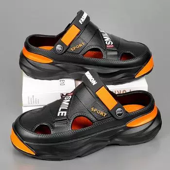 Модные мужские уличные сандалии, тапочки, пляжные удобные сабо на толстой мягкой подошве, мужская повседневная обувь, садовая обувь, мужские пляжные сандалии 46 39-40