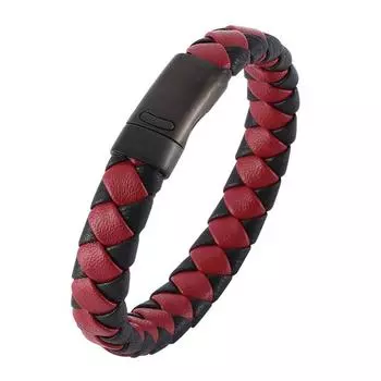 Модные мужские ювелирные изделия плетеный кожаный браслет ручной работы браслет мужские запястья браслеты 165mm красный